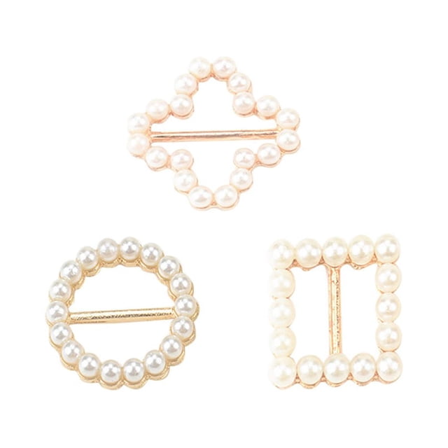 CIMAXIC 6PC Pearl Rhinestone Belt Buckle Silk Scarf Buckle Knot Buttons Multicolor Plastic Tee Shirt Clips for Party Decor