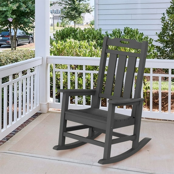 Williamspace HDPE Rocking Chair Fade-Resistant Porch Rocker Chair All Weather Waterproof for Balcony Beach Pool,Gray