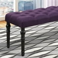 thumbnail image 4 of Roundhill Furniture Leviton Fabric Tufted Turned Leg Dining Bench, Purple, 4 of 5