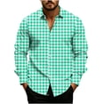 thumbnail image 2 of Gamivast Men's Gingham Shirt Button Down Long Sleeve Collared Regular Fit Checkered Casual Shirt for Office Work Travel Weekend and Everyday Wear Green S, 2 of 5