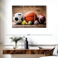 thumbnail image 3 of Elephant Stock Sports Balls Wall Art - Horizontal Multi Panel Canvas - Teenager Wall Decor - Sports Multi Panel - Beige And Orange Decor - 38" x 24", 3 of 8