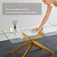 thumbnail image 4 of 39.37" Rectangular Clear Tempered Glass Coffee Table,Stylish Design with Golden Metal Legs, Coffee Table for Living Room,Gold, 4 of 8