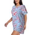thumbnail image 3 of Womens Pajama Sets With Pocket, Watercolor blue berry blossoms Lounge Sets Short Sleeve Sleepwear PJ Sets for Women, 3 of 6