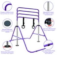 thumbnail image 4 of Leumius Gymnastics Bar for Kids,35"-51" Adjustable Height Steel Gymnastic Horizontal Bars with Bear Rings,Gymnastics Equipment for Indoor/Outdoor Training,Purple, 4 of 10