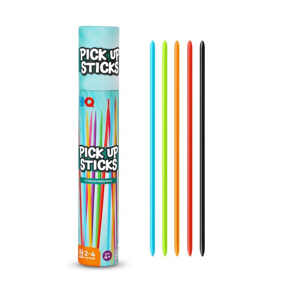 Juego Hi-Q Pick Up Sticks: ¡41 Palitos De Plástico De Colores Brillantes De 7 Pulgadas En Lata De Almacenamiento Para Todas Las Edades!