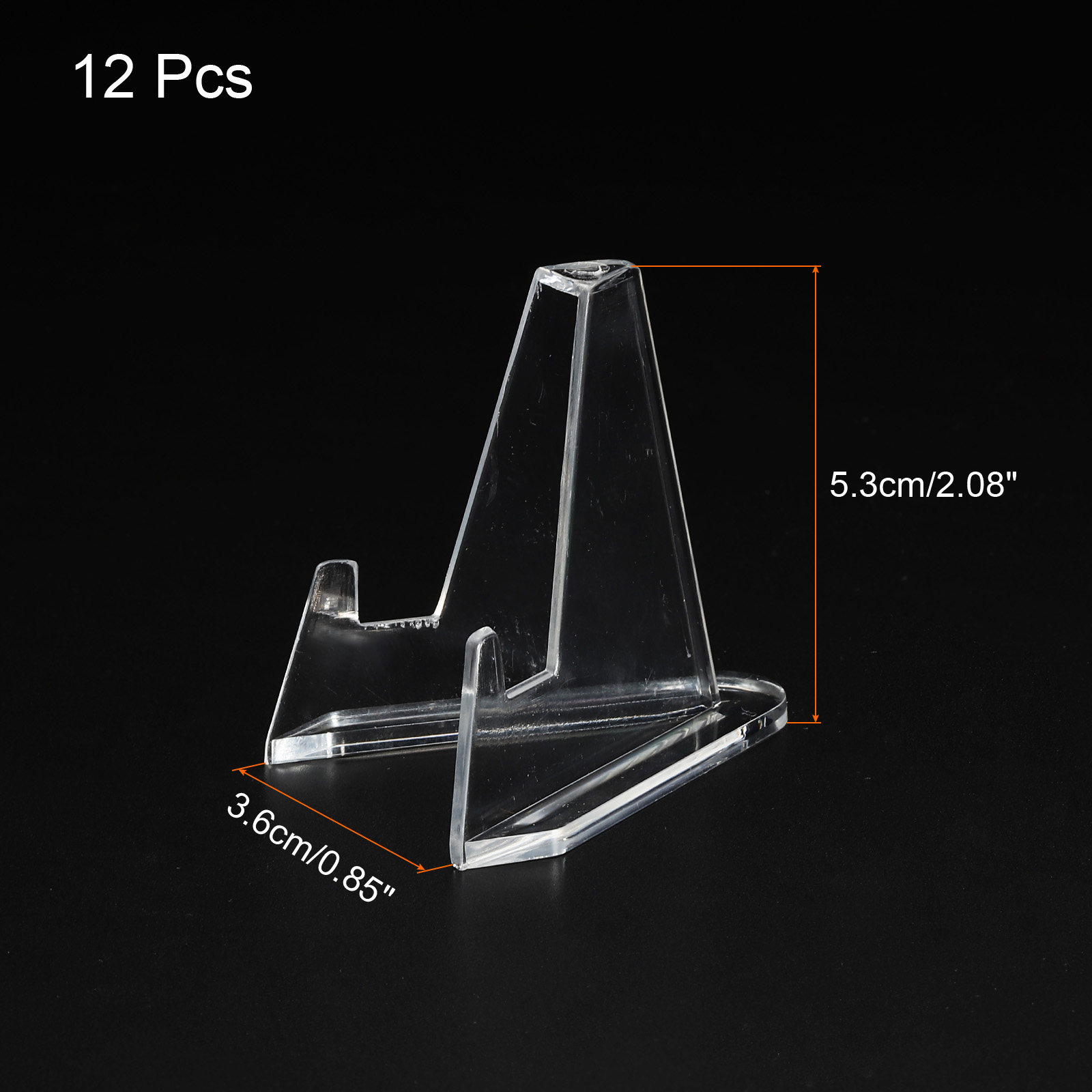 Unique Bargains 12pcs Acrylic Stand Displays Base Easel Transparent 2.95" x 2.36" x 2.36"
