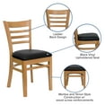 thumbnail image 4 of Flash Furniture HERCULES Series Ladder Back Natural Wood Restaurant Chair - Black Vinyl Seat, 4 of 11