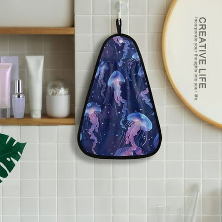 

Glowing Jellyfish Hanging Towel Kitchen Hand Towel Bathroom Absorbent Towel Machine Washable Quick Dry Dishcloths