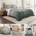 thumbnail image 6 of Quilts Twin XL Size Bedding Set, Plum Flowers Branch Lightweight Quilted Comforter, Cherry Blossom Ombre Green Moon Night Soft Bedspread Coverlet with Pillow Covers for All Season, 68" x 98", 6 of 9