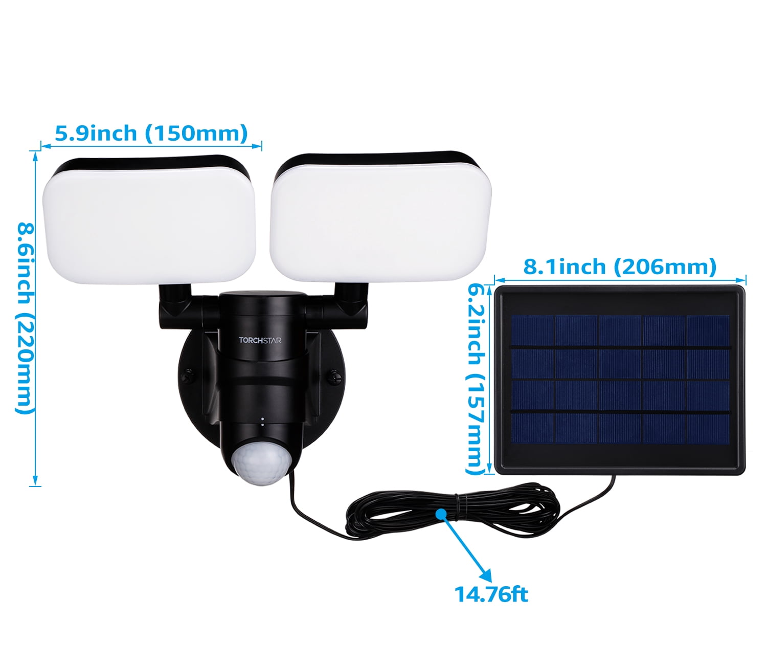 4 Pack LED Solar Outdoor Security Lights with Motion Sensor, Adjustable Dual-Head Flood Light
