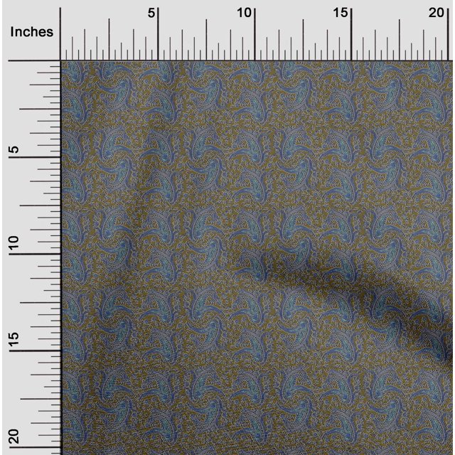 oneOone Silk Tabby Fabric Floral & Paisley Block Printed Craft Fabric BTY 42 Inch Wide