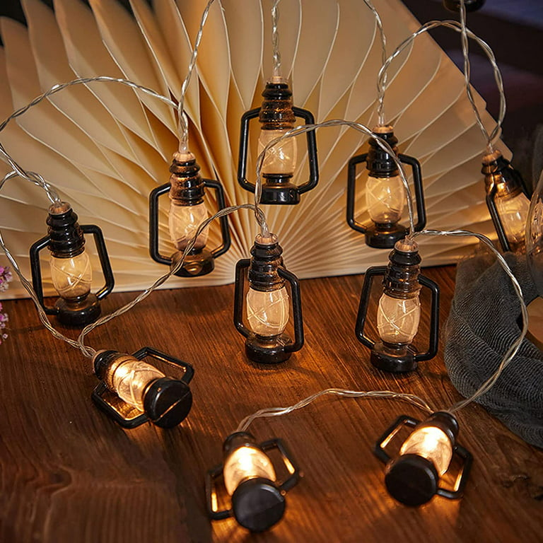 20 LED Black Lantern String Lights, 10 Feet Mini LED Kerosene Retro Fairy  Light Battery Powered for Wedding Christmas Party Camping Indoor Outdoor  Decoration 