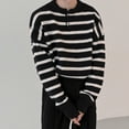 thumbnail image 4 of HAiming Mens Striped Sweaters Color Block Long Sleeve Crewneck Pullover Knit Tops Trendy Plus Size Casual Loose Blouse, 4 of 7