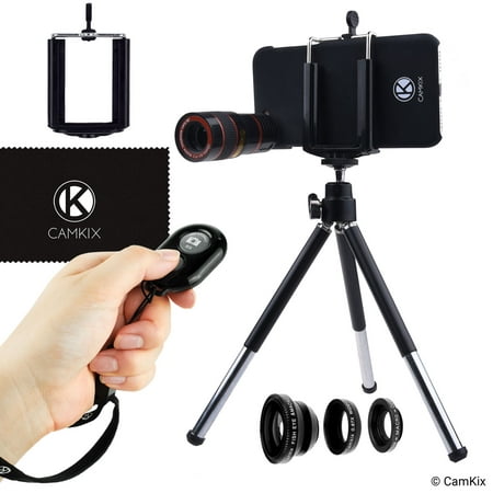 Camera Bluetooth Shutter Remote and Lens Kit for iPhone 6 / 6S and 6 Plus/6s Plus- 8x Telephoto, Fisheye, 2in1 Macro + Wide Angle Lens / Tripod / Phone Holder / Hard
