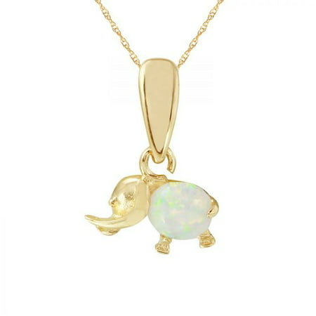 Ladies Synthetic Opal 14K Yellow Gold Necklace