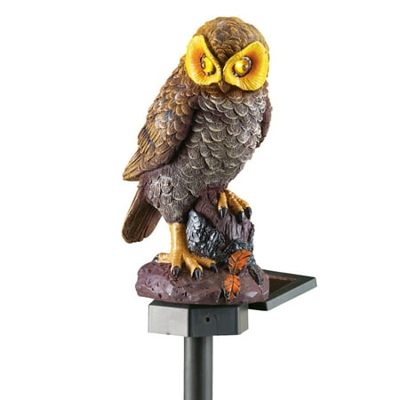 3 Outlet Yard Stake - Solar Brown Hooting Owl Garden Decor Yard Stake, Brown