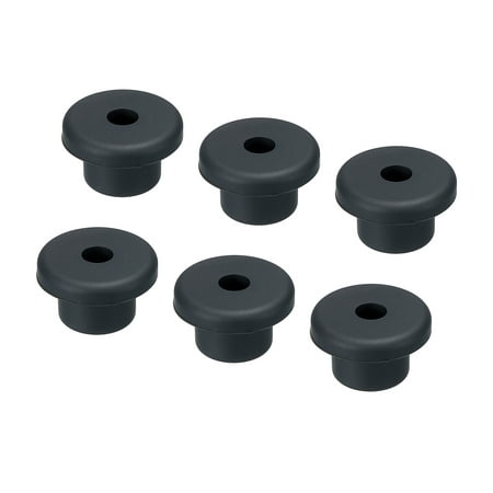 

Uxcell Pack of 6 T Shape Rubber Grommet 0.9 Inch OD 0.24 Inch ID Cable Pipe Seal Protection Hole Plugs Black