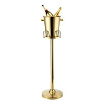 Floor Standing Champagne Bucket Wine Cooler Ice Gift Stainless Steel Gold Round Carrying Handles 5L Gold Champagne Holder Stand for Parties KTV Pubs Clubs