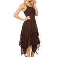 thumbnail image 3 of Sakkas Lady Mary Jacquard Corset Style Bodice Lightweight Handkerchief Hem Dress - Brown - Plus Size, 3 of 5