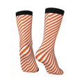 thumbnail image 5 of Women Crew Graphic Print Tube Socks Orange And White Striped Pattern Design Ladies Socks, 5 of 7