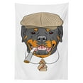 thumbnail image 3 of Ambesonne Rottweiler Tablecloth Rectangular Table Cover, Dog in a Cap and Tie, 60"x84", Multicolor, 3 of 4