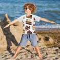 thumbnail image 3 of FORMRS Boys Rash Guard Short Sleeves Swim Shirt Quick Dry UPF 50+ Sun Protection, Sizes 3-12T, White Cakes Pattern, 3 of 6