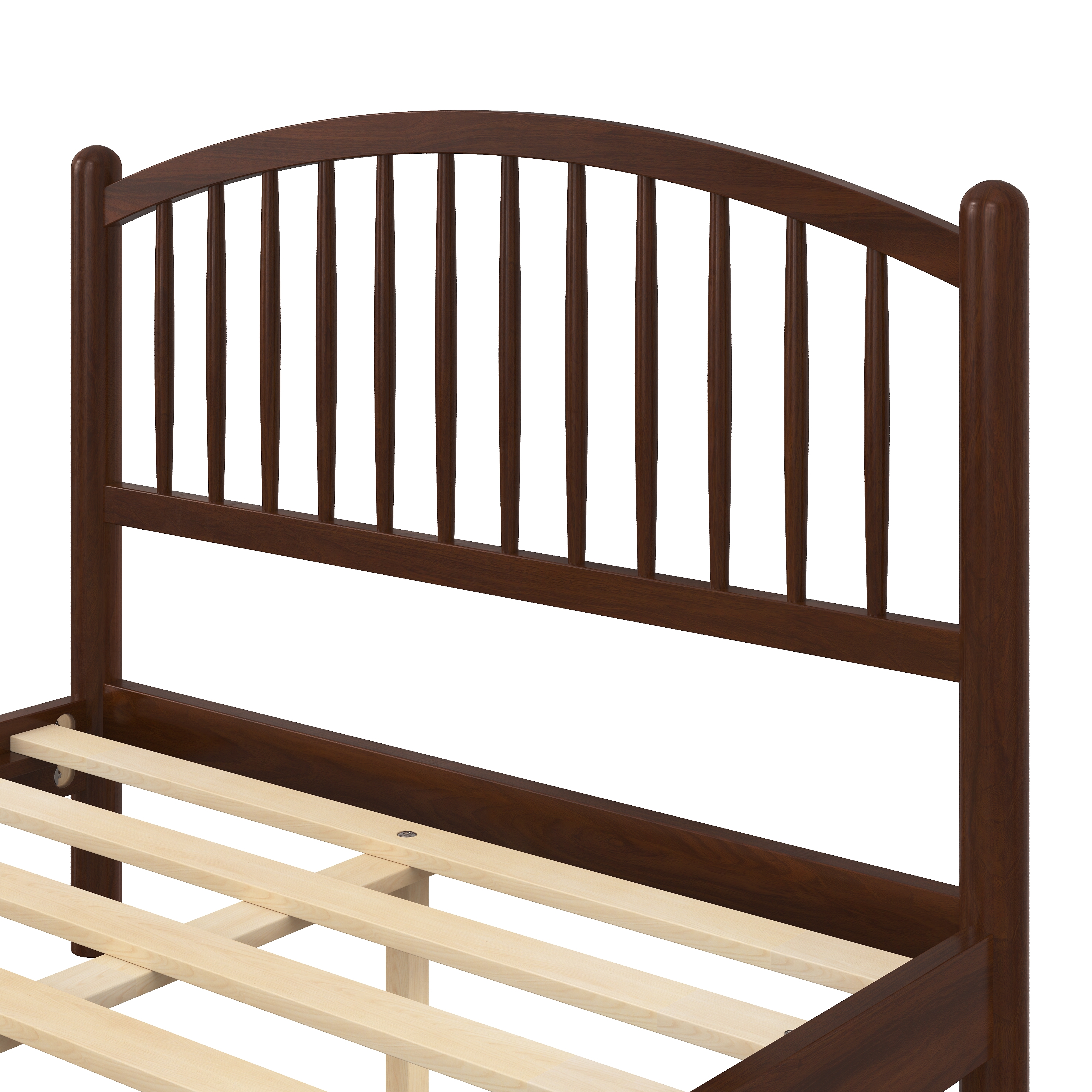 Euroco Full Size Wood Platform Bed with Arched Headboard, No Box Spring Needed, Espresso