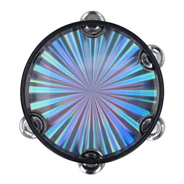 Radiant Tambourine Reflective Clear Crisp Sound Double Row Bell Drum Hand Percussion Instrument 8 Inch