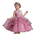 thumbnail image 2 of BRGZLK Girl's Formal Dress Embroidered Floral Sleeveless Round Neck Tiered Tulle Dresses Wedding Flower Girl Dresses Kids Party Festival Dress Watermelon Red 7-8 Years, 2 of 5