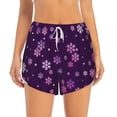 thumbnail image 4 of Lsque Purple Snow Flakes Printed Women's Running Shorts with Liner Pockets,Elastic Quick Dry Workout Athletic Gym Yoga Shorts,Womens High Waist Shorts-X-Large, 4 of 9