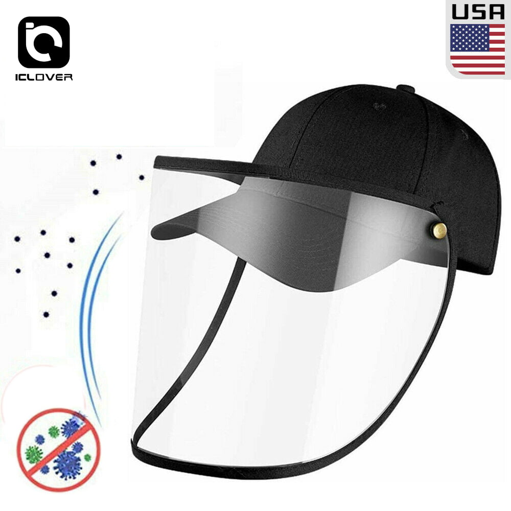 Reusable Full Face Protective Shield Clear Sun Hat Saliva-proof Anti-fog Cap 
