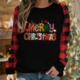 thumbnail image 2 of IROINNID Christmas Shirts for Women Classic Crewneck Plaid Pullover New Year Print Long Sleeve Blouse Tops,Red, 2 of 5