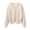 White, variant on Open Front Knitted Cardigan Crew Collar Long Sleeve Sweater Coat with Faux Pearls Trim Solid Color Warm Outerwear