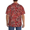 thumbnail image 3 of Fotbe Vintage Red Paisley Camisa Estampada de Manga Corta para Hombre, Casual de Verano, Estilo Playero, Sin Arrugas-Medium, 3 of 5
