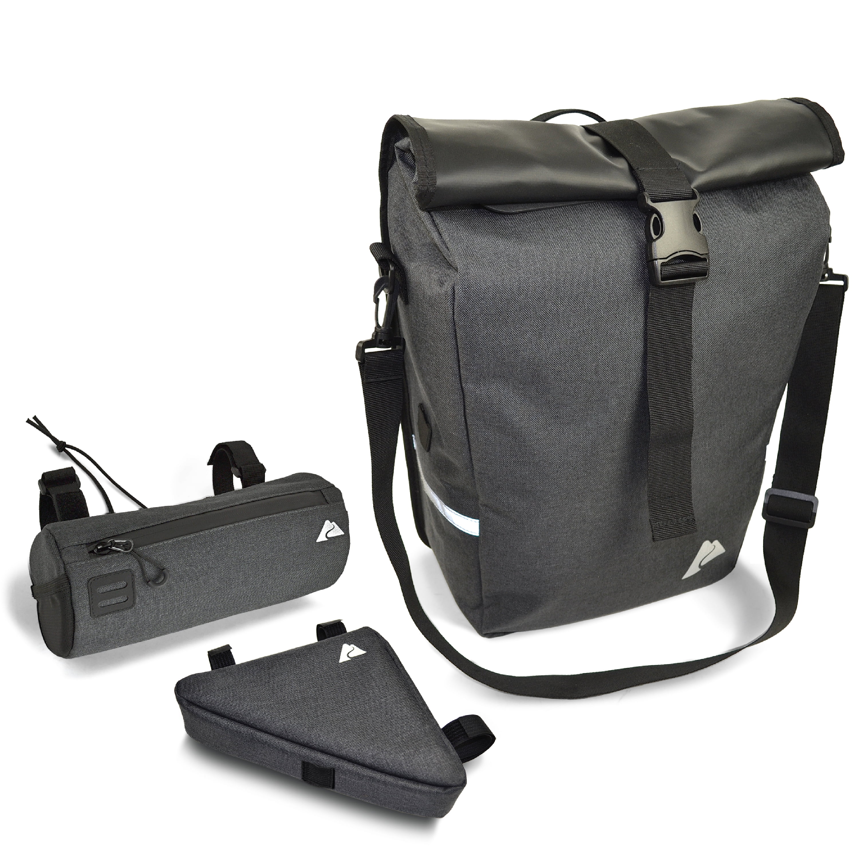 Ozark Trail 3-Piece Bicycle Bag Set, Handlebar, Frame, and Pannier Bags