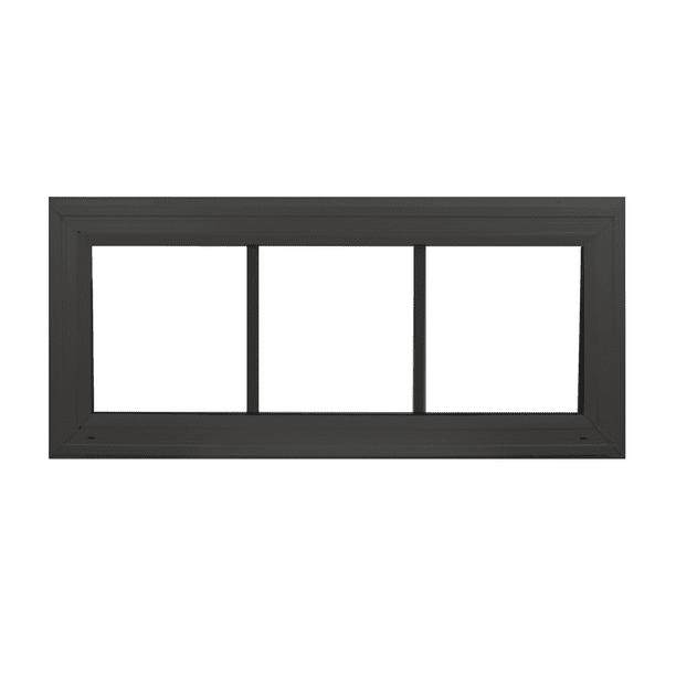 Double Pane Transom Window 36" x 12" Fixed Window with Grids Black