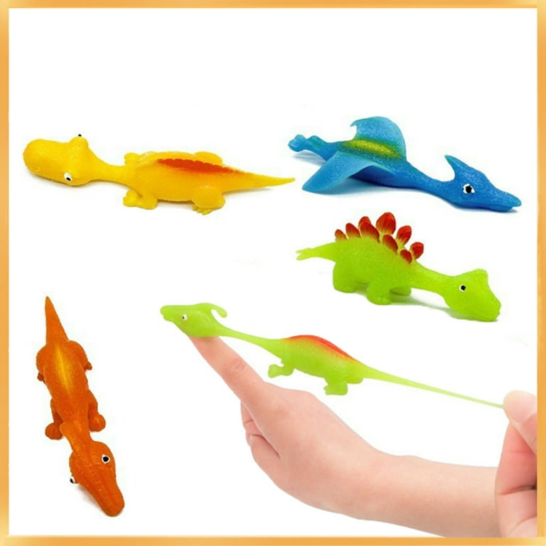 NLWF Exciting Dinosaur Slingshot Finger Toys | Miniature Rubber Flying Dino  Shooter Game | Fun Animal Catapult Toy for Kids | More Enjoyable Than