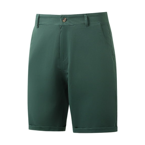 Kvture Mens Button Dress Shorts Solid Color Straight Leg Knee Length Shorts Fashion Loose Work Suit Shorts with Pocket Green XL
