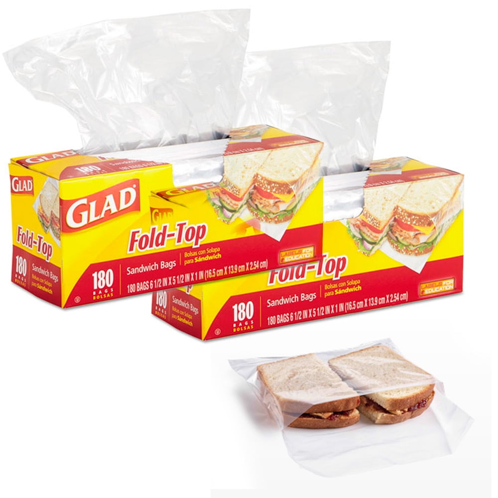 360 Pc Glad Fold Top Sandwich Bags Snacks School Lunch Travel Camp