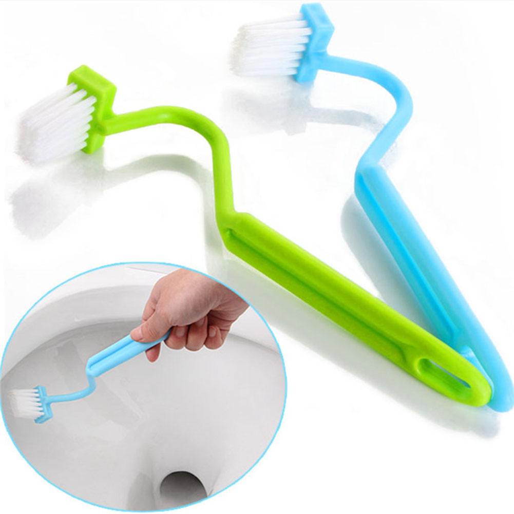 Portable Plastic Toilet Brush Scrubber Vtype Cleaner Clean Brush Bent