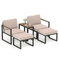 thumbnail image 7 of KAMEROUT 5 Pieces Outdoor Conversation Set, Modular Patio Sofa Set with Beige Cushions for Garden and Balcony, 7 of 7