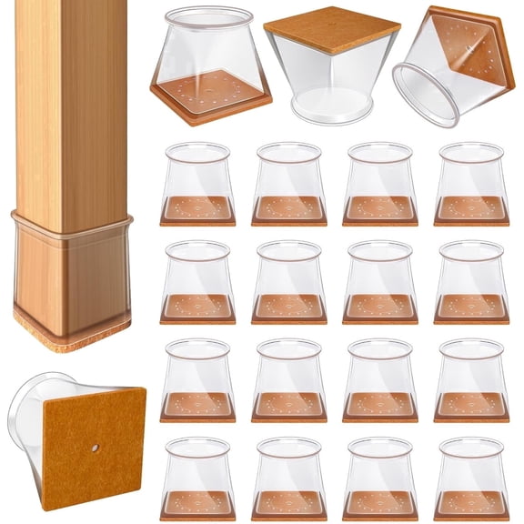 PLERISE 24 Pcs Square Silicone Chair Leg Protectors for Hardwood Floors, Anti-Scratch Reduce Noise, Fit 1-5/8" to 1-3/4