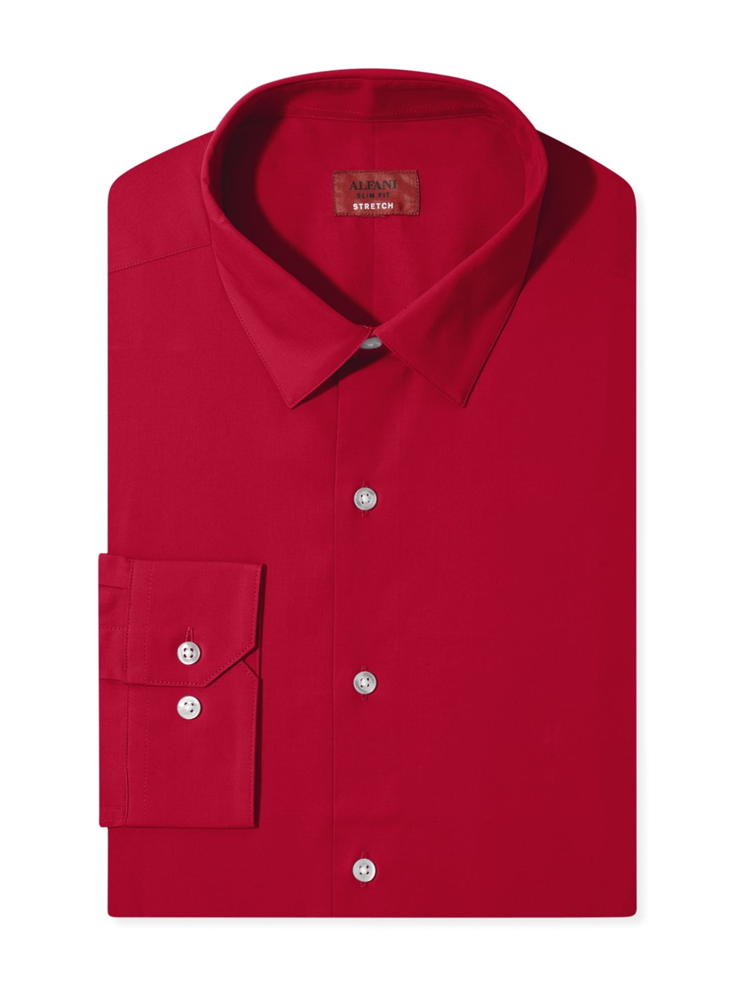 Alfani Mens Spectrum Slim-Fit Button Up Dress Shirt hollyred 17-17 1/2 ...