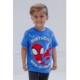 thumbnail image 6 of Marvel Spidey and His Amazing Friends Toddler Boys' Short Sleeve Character Graphic Milestone T-Shirt Blue Spider-Man Birthday Web-Slinger, 6 of 8