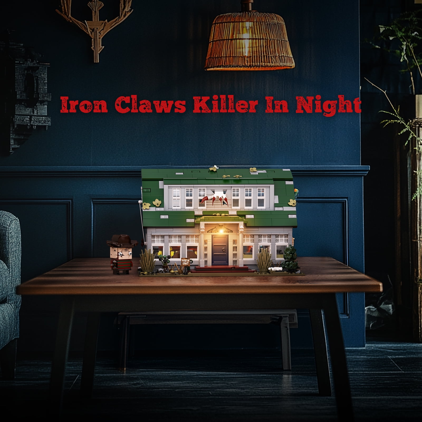 Elm Street House Building Blocks Sets Halloween Horror Decoration Building Toys Gift for Friends and Fans(1099Pcs)