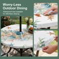 thumbnail image 5 of Round Outdoor Tablecloth with Umbrella Hole and Zipper, Beach Coastal Tablecloth with Elastic Waterproof, Nautical Shell Starfish Coral Summer Patio Table Covers for 36" - 44" Picnic Pool Tables, 5 of 9