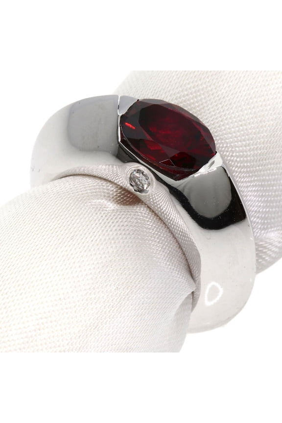 Pre-Owned Piaget Aura Ring, Garnet and Diamond, Size #50, 18K White Gold, Women's PIAGET