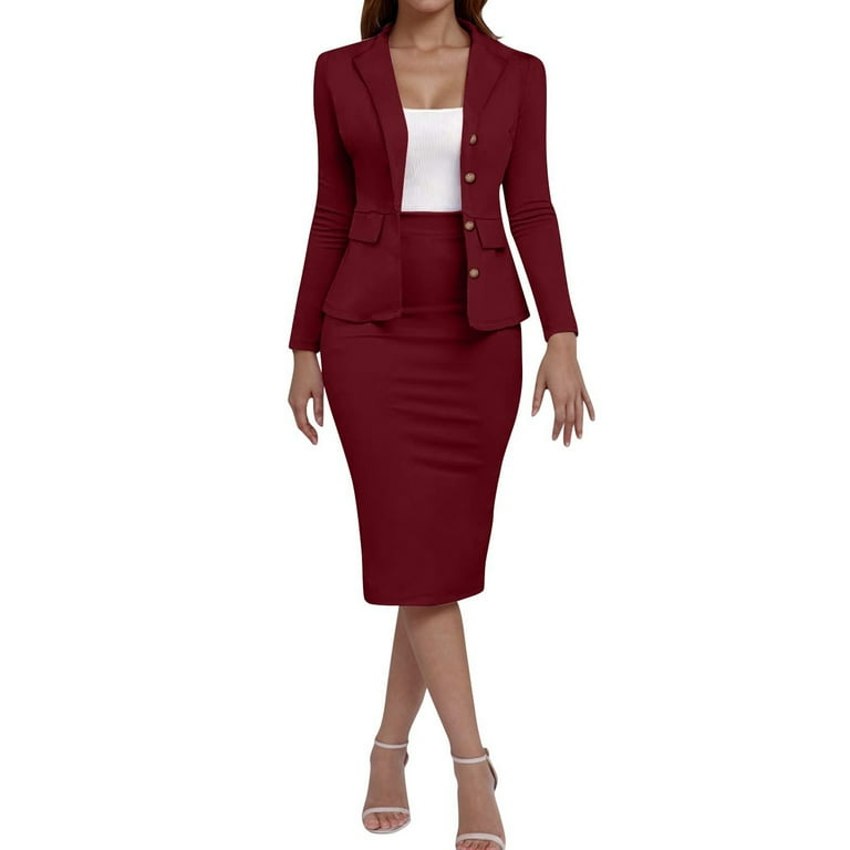 スーツ Enzo Jacket + Pencil Skirt Suit Set ZenCart Women's Business Skirt Suit Set Long Sleeve Blazer