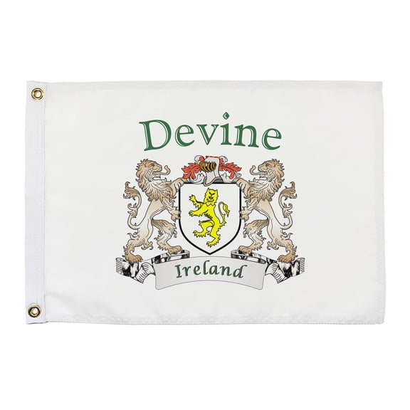 Devine Irish Coat of Arms Small White Flag - 16"x10.5" inches