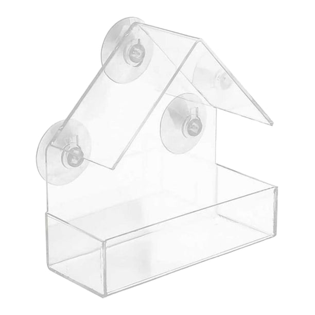 Comedero para pájaros con ventana transparente, comedero para pájaros para exteriores, resistente y con succión mejorada. Sin tira de goma